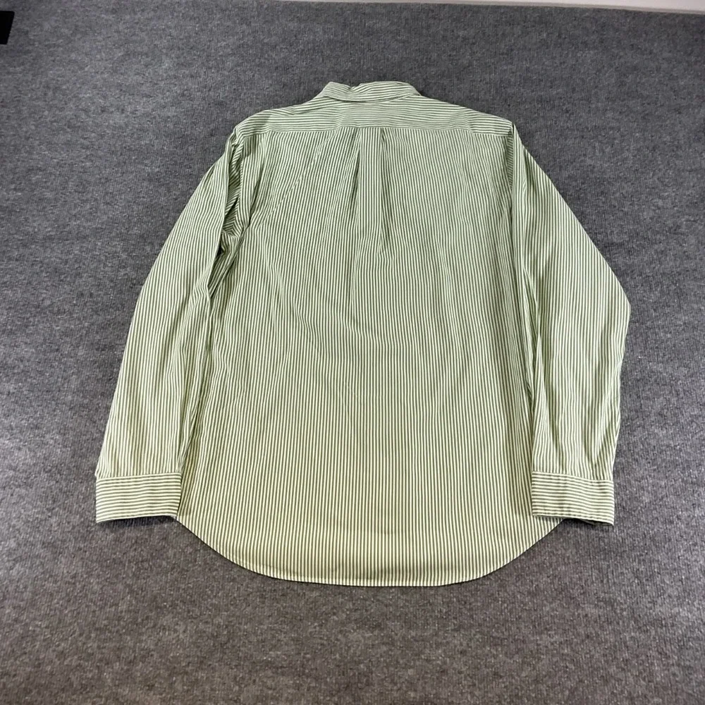 Polo Ralph Lauren XL Green White Striped Button Down Shirt Purple Pony Cotton